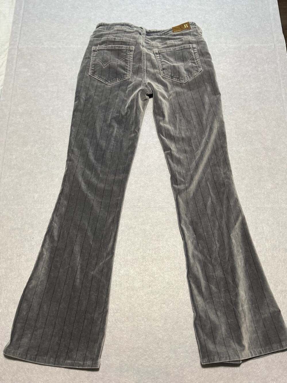 Bella Dahl Grey Striped Velvet Flare Pants